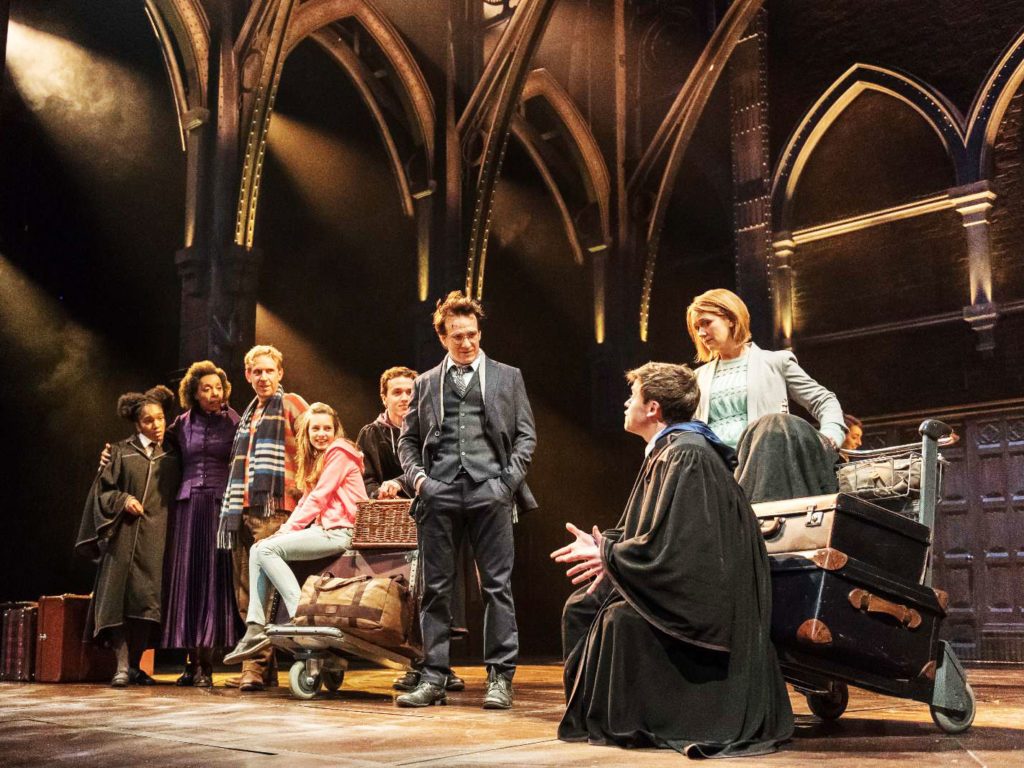 The cast of Harry Potter and the Cursed Child on stage in London. 